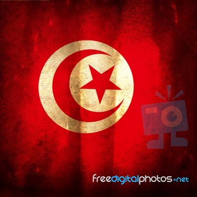 Old Grunge Flag Of Tunisia Stock Photo