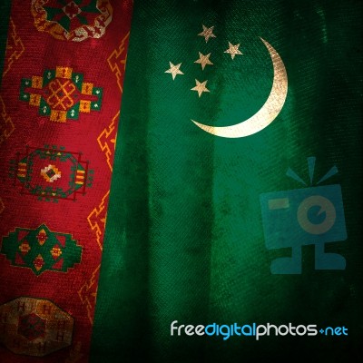 Old Grunge Flag Of Turkmenistan Stock Photo