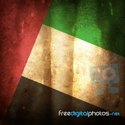 Old Grunge Flag Of United Arab Emirates Stock Photo