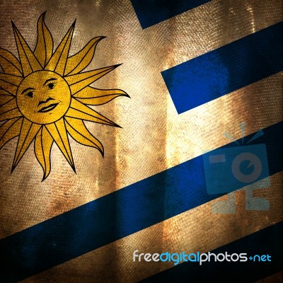 Old Grunge Flag Of Uruguay Stock Photo