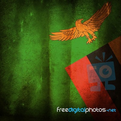 Old Grunge Flag Of Zambia Stock Photo