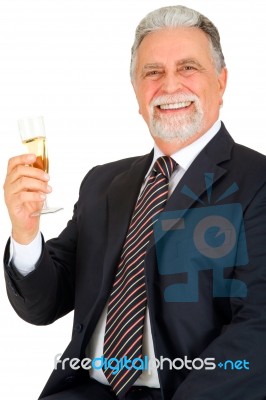 Old Man Cheering Stock Photo