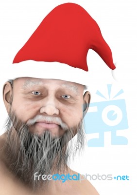 Old Man In Santa Claus Hat Stock Image