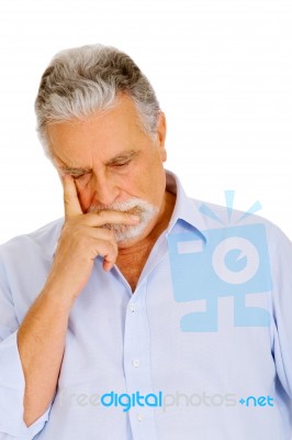 Old Man Thinking Stock Photo