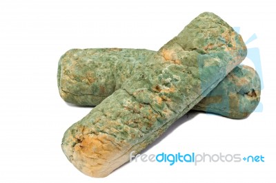 Old Musty Bread On White Stock Photo