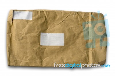 Old Wrinkled Brown Paper Envelope Stock Photo