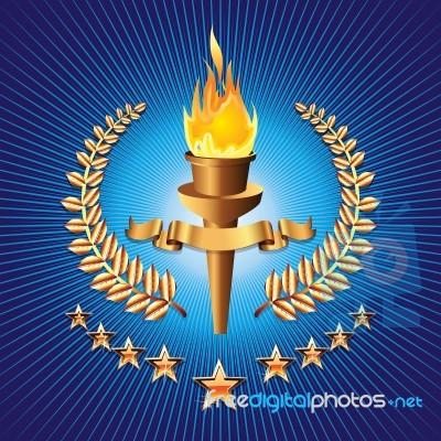 Olympic Torch with laurel wreath Stock Image