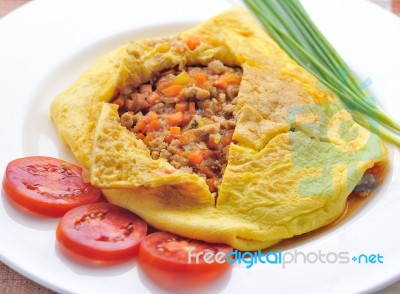Omelet With Herbs Stock Photo
