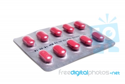 One Packs Of Pills Isolated Stock Photo