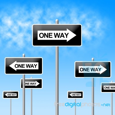 One Way Sign Represents Signage Decisions And Option Stock Image