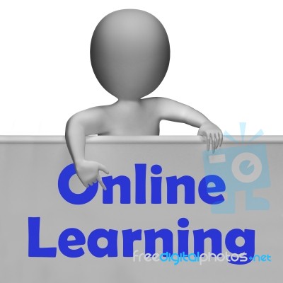 Online Learning Sign Means E-learning And Internet Courses Stock Image