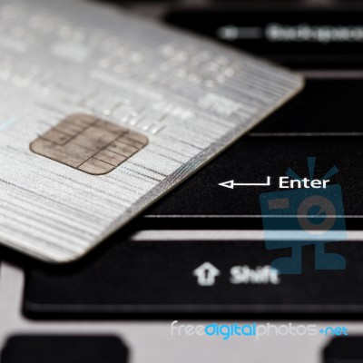 Online Shopping With Credit Card Stock Photo