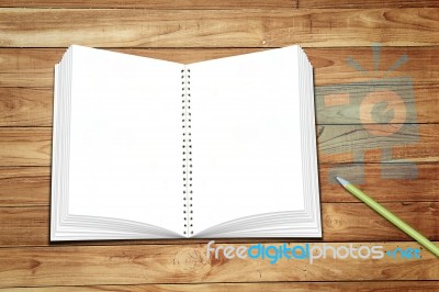 Opened Empty Spiral Bound Notebook Stock Photo
