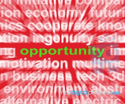 Opportunity Word Shows Good Chance Or Favourable Circumstances Stock Image