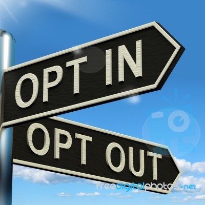 Opt In And Out Signpost Stock Image