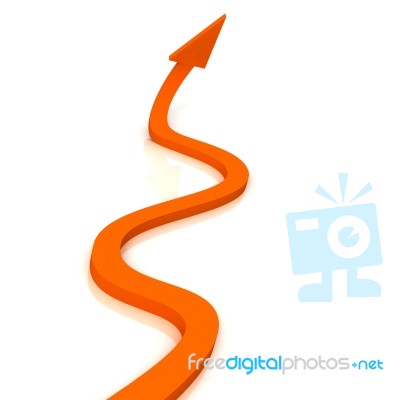 Orange Wavy Arrow Shows Success Stock Image