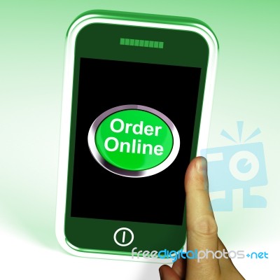 Order Online Word On Mobile Screen Stock Image
