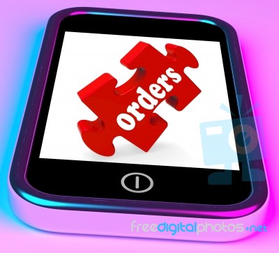 Orders On Smartphone Showing Mobile Purchases Stock Image