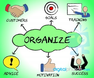 Organize Symbols Indicates Organization Management And Biz Stock Image