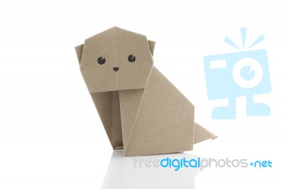 Origami Dog By Recycle Paper Craft Stock Photo