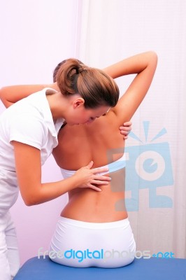 Osteopathic Technique In Rotation Dorsal Column Stock Photo