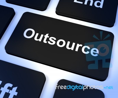 Outsource Key Showing Subcontracting And Freelance Stock Image