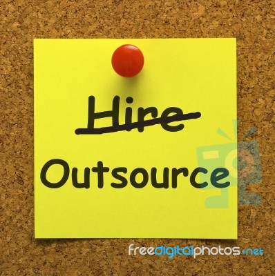Outsource Note With Pushpin Stock Photo