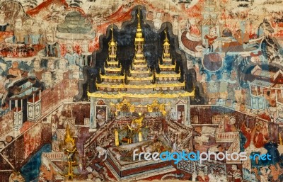 Over 300 Year Old Mural Paintings In Thailand Stock Photo