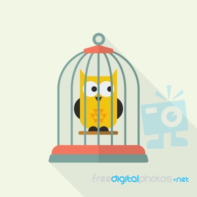 Owl In Bird Cage Stock Image