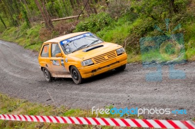P. Dohney Driving Opel Corsa Stock Photo