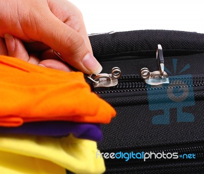 Packing Suitcase For Trip Stock Photo