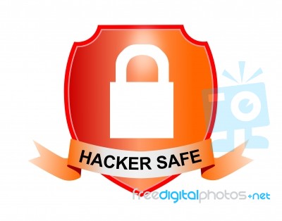 Padlock Hacker Safe Shield And Ribbon Stock Image