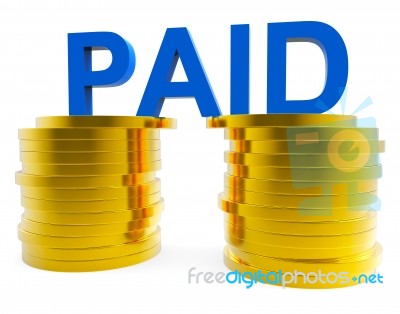 Paid In Cash Represents Currency Bills And Savings Stock Image