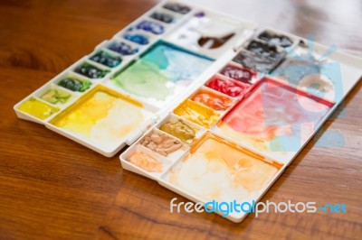 Paintbrush And Paint Palette Stock Photo