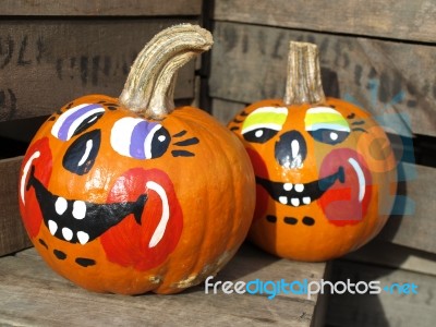 Painted Pumpkins Stock Photo