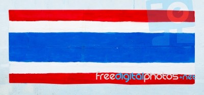 Painting Flag Of Thailand On Wall Stock Photo