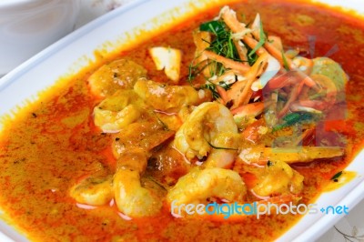 Panang Curry With Shrimp Stock Photo