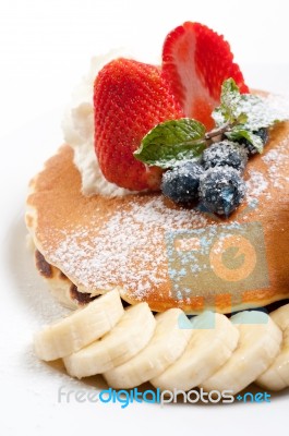 Pancake With Strawberry Stock Photo