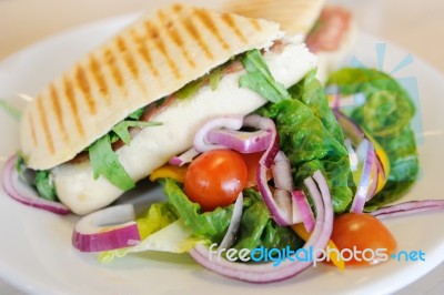 Panini And Salad Stock Photo