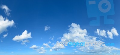 Panorama Blue Sky With Clouds Stock Photo