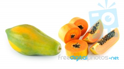 Papaya Isolated On White Background Stock Photo