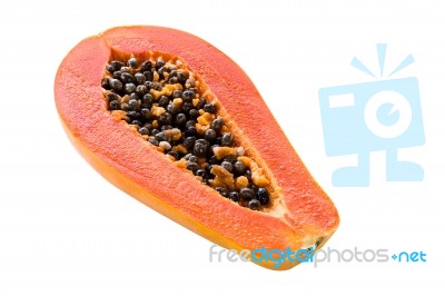 Papaya Isolated On White Background With Clipping Path Stock Photo