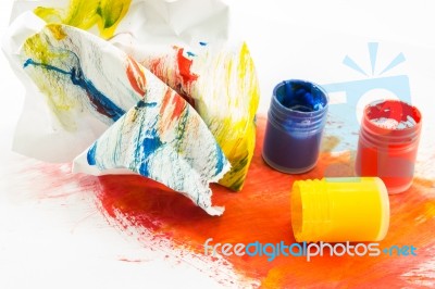 Paper And Color Bottle Stock Photo