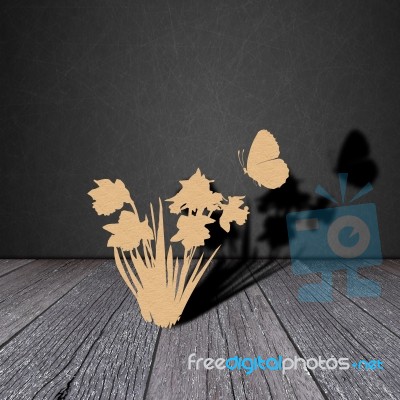 Paper Flower On Wood Stock Image