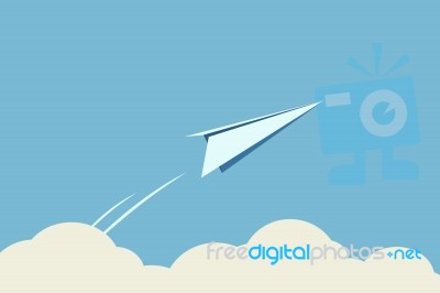 Paper Plane Over Blue Sky Stock Image