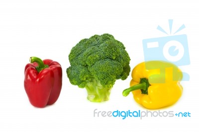 Paprika And Broccoli Stock Photo