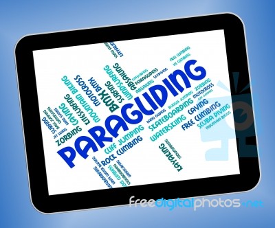 Paragliding Word Indicates Paraglider Glider And Paragliders Stock Image