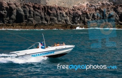 Parascending Speed Boat.jpg Stock Photo