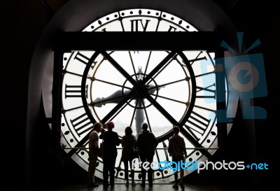 Paris, France - May 14, 2015: Silhouettes Of Unidentified Touris… Stock Photo