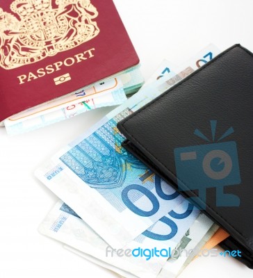 Passport And Euro For Trip Stock Photo
